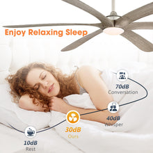 Carregar imagem no visualizador da galeria, 72" Jaydn Farmhouse Satin Nickel DC Motor Downrod Mount Reversible Ceiling Fan with Lighting and Remote Control