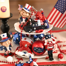 Carregar imagem no visualizador da galeria, USA Flag Inspired Patriotic Ornament Set, 70pc Red White Blue Baubles
