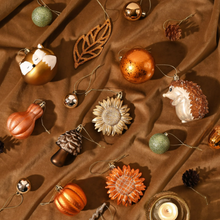 Carregar imagem no visualizador da galeria, Fall Harvest Christmas Tree Ornaments Set, 40-Piece Autumn Woodland Ornaments