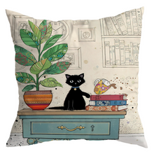 Carregar imagem no visualizador da galeria, Vintage Black Cat Cushion Covers