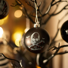Load image into Gallery viewer, Black Gothic 16-Piece Baubles with Skulls, Skeleton Hands, Horror Prints & Striped Designs