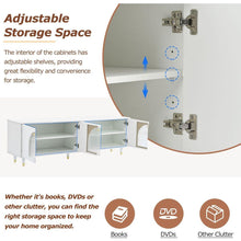 Load image into Gallery viewer, Contemporary TV Stand with Adjustable Shelves for TVs Up to 78", Stylish Media Console with Gold Handles and Arch Fluted Glass Doors, Delicate Entertainment Center for Living Room, White