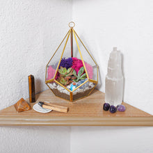 Carregar imagem no visualizador da galeria, 8” Geometric Gold Tear Glass Succulent Terrarium Kit