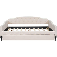 Carregar imagem no visualizador da galeria, Full Size Upholstered Tufted Daybed with Twin Size Trundle, Beige