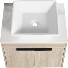 Carregar imagem no visualizador da galeria, 24" Modern Design Float Bathroom Vanity With Ceramic Basin Set, Wall Mounted White Oak Vanity With Soft Close Door, KD-PackingD-Packing Pieces