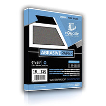 Load image into Gallery viewer, 120 Grit Sandpaper Sheets – 10 Pack, 9x11 in, Wet or Dry Use