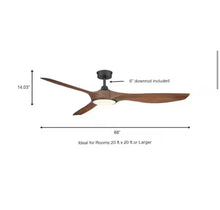 Load image into Gallery viewer, Home Decorators Collection Marlon 66 in. Smart Indoor Natural Iron Ceiling Fan with Adjustable White LED with Remote Included Powered by Hubspace