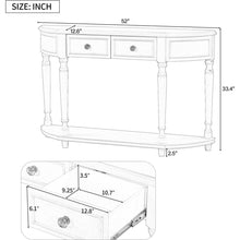 Load image into Gallery viewer, Retro Circular Curved Design Console Table with Open Style Shelf Solid Wooden Frame and Legs Two Top Drawers (White
