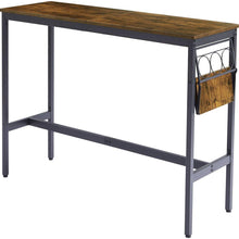 Load image into Gallery viewer, Bar Table Set with wine bottle storage rack. Rustic Brown, 47.24" L x 15.75" W x 35.43" H.