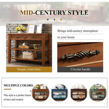 Load image into Gallery viewer, Console Sofa Table with 2 Storage Drawers and 2 Tiers Shelves, Mid-Century Style 42" Solid Wood Buffet Sideboard for Living Room Furniture Kitchen Dining Room Entryway Hallway, Brown