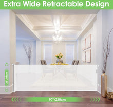 Carregar imagem no visualizador da galeria, Bingguz 90 Inch Extra Wide Baby Gate for Large Openings Retractable Baby Gates for Doorways Long Baby Gates Indoor Extra Long Pet Gates for Dogs Extra