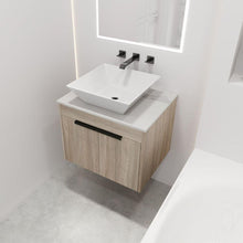Carregar imagem no visualizador da galeria, 24" Modern Design Float Bathroom Vanity With Ceramic Basin Set, Wall Mounted White Oak Vanity With Soft Close Door, KD-PackingD-Packing Pieces