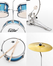 Carregar imagem no visualizador da galeria, Kids Drum Set Eastar 3-Piece for Beginners, 14 inch Drum Kit with Adjustable Throne, Cymbal, Pedal & Two Pairs of Drumsticks, Junior Drum Set with Bass