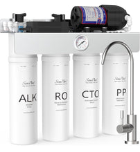 Load image into Gallery viewer, SimPure Alkaline UV Reverse Osmosis System, NSF/ANSI 58 Certified, Tankless RO Water Filter System 400 GPD, pH+ Remineralization Water Filtration Unde
