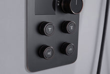 Cargar imagen en el visor de la galería, 12-Inch Or 16 inch Non-LED Oil Rubbed Bronze (ORB) Ceiling-Mounted 4-Way Thermostatic Valve with Wall-Mounted 12-Inch Rain Head, Body Jets, and Dual Functionality