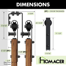 Load image into Gallery viewer, Double Track U-Shape Bypass Sliding Barn Door Hardware Kit - Classic Design Roller