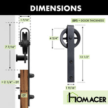 Load image into Gallery viewer, Non-Bypass Sliding Barn Door Hardware Kit - Spoke Wheel Design Roller