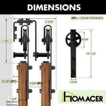 Load image into Gallery viewer, Double Track U-Shape Bypass Sliding Barn Door Hardware Kit - Spoke Wheel Design Roller