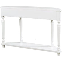 Load image into Gallery viewer, Retro Circular Curved Design Console Table with Open Style Shelf Solid Wooden Frame and Legs Two Top Drawers (White