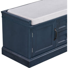 Load image into Gallery viewer, Storage Bench with 2 Drawers and 2 Cabinets, Shoe Bench with Removable Cushion for Living Room, Entryway (Antique Navy)