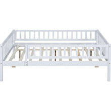 Carregar imagem no visualizador da galeria, Full Size Wood Daybed with Trundle and Fence Guardrails, White