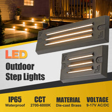 Carregar imagem no visualizador da galeria, 9" Grating Outdoor Step Lights with RGB CCT Tunable, 5W LED, Flush Mount