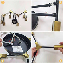 Load image into Gallery viewer, Epinl Modern Sputnik Light Fixture 6-Lights Chandelier Black and Gold Chandelier Metal Semi Flush Mount Ceiling Light for Bedroom Living Room Hallway.E26 Socket