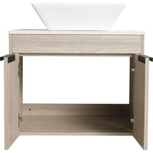 Carregar imagem no visualizador da galeria, 24" Modern Design Float Bathroom Vanity With Ceramic Basin Set, Wall Mounted White Oak Vanity With Soft Close Door, KD-PackingD-Packing Pieces