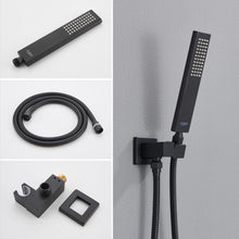 Cargar imagen en el visor de la galería, TRUSTMI Thermostatic Shower System Set Matte Black, 3-Way Push Button Diverter Brass Wall Mount Ceiling Shower Faucet Complete with16 Inch 2 Modes Wat