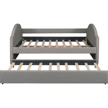 Carregar imagem no visualizador da galeria, Full size Upholstered Daybed with Twin Size Trundle, Wood Slat Support, Gray(OLD SKU :LP000118AAE)