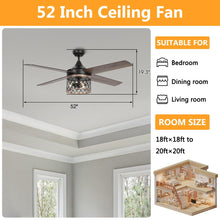 Carregar imagem no visualizador da galeria, 52" Mirelle Farmhouse Downrod Mount Reversible Ceiling Fan with Lighting and Remote Control