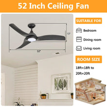 Carregar imagem no visualizador da galeria, 52" Industrial DC Motor Downrod Mount Reversible Ceiling Fan with LED Lighting and Remote Control