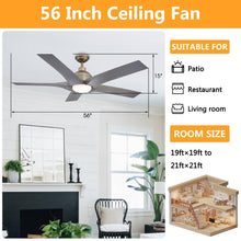 Carregar imagem no visualizador da galeria, 56" Genoa Farmhouse DC Motor Downrod Mount Reversible Ceiling Fan with Lighting and Remote Control
