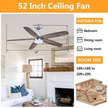 Carregar imagem no visualizador da galeria, 52" Dicken Farmhouse Downrod Mount Reversible Ceiling Fan with Lighting and Remote Control