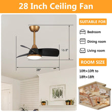 Carregar imagem no visualizador da galeria, 28" Modern DC Motor Downrod Mount Reversible Ceiling Fan with LED Lighting and Remote Control