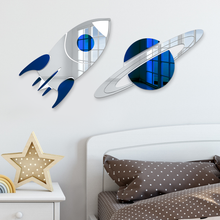 Carregar imagem no visualizador da galeria, 2-Piece Set | Planet Saturn & Space Rocket Decor