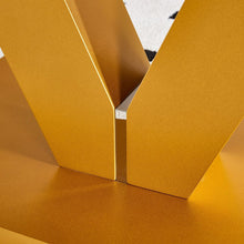 Carregar imagem no visualizador da galeria, Modern minimalist coffee table. Tempered glass with stickers tabletop,golden MDF pillars. Suitable for living room and dining room