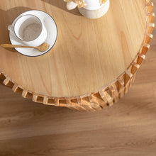 Cargar imagen en el visor de la galería, Retro Fashion Style Cylindrical MDF Coffee Table with Vertical Texture Relief Design, Suitable for Living Room, Office and Dining Room