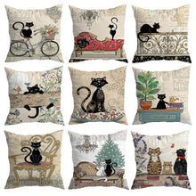 Carregar imagem no visualizador da galeria, Vintage Black Cat Cushion Covers