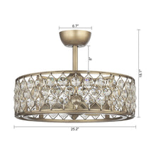 Carregar imagem no visualizador da galeria, 25" Modern Downrod Mount Crystal Fandelier with Lighting and Remote Control