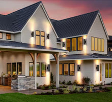 Load image into Gallery viewer, Aluminum 12- Watt Equivalent Integrated LED Black Cylinder Wall Sconce Indoor/Outdoor Wall Pack Light, 2700K (4-Pack