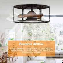 Carregar imagem no visualizador da galeria, 20" Kanpur Industrial Flush Mount Reversible Ceiling Fan with LED Lighting and Remote Control