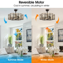 Carregar imagem no visualizador da galeria, 31" Linda Industrial DC Motor Downrod Mount Reversible Ceiling Fan with Lighting and Remote Control