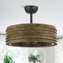 Carregar imagem no visualizador da galeria, 24" Farmhouse DC Motor Downrod Mount Reversible Fandelier Ceiling Fan with Lighting and Remote Control