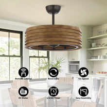 Carregar imagem no visualizador da galeria, 24" Farmhouse DC Motor Downrod Mount Reversible Fandelier Ceiling Fan with Lighting and Remote Control