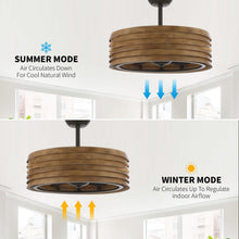 Carregar imagem no visualizador da galeria, 24" Farmhouse DC Motor Downrod Mount Reversible Fandelier Ceiling Fan with Lighting and Remote Control