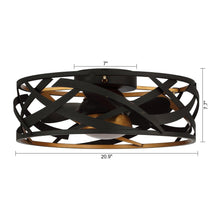 Carregar imagem no visualizador da galeria, 21" Ahmedabad Industrial DC Motor Flush Mount Reversible Ceiling Fan with LED Lighting and Remote Control