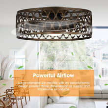 Carregar imagem no visualizador da galeria, 21" Kanpur Farmhouse Flush Mount Reversible Ceiling Fan with LED Lighting and Remote Control