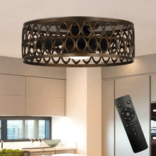 Carregar imagem no visualizador da galeria, 21" Kanpur Farmhouse Flush Mount Reversible Ceiling Fan with LED Lighting and Remote Control