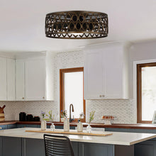 Carregar imagem no visualizador da galeria, 21" Kanpur Farmhouse Flush Mount Reversible Ceiling Fan with LED Lighting and Remote Control